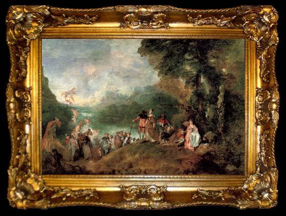 framed  Jean-Antoine Watteau Pilgrimage to the island of cythera, ta009-2